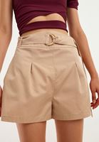 Bayan Bej Kemerli Mini Şort ( TENCEL™ )