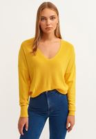 Bayan Sarı Nature Friendly V-Neck Triko ( TENCEL™ )
