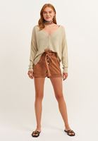 Bayan Kahverengi Nature Friendly Mini Şort ( TENCEL™ )