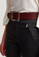 Bayan Bordo Tokalı Casual Chic Kemer