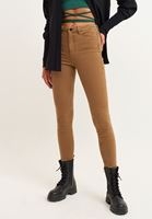 Women Brown TENCEL slimming effect skinny pants