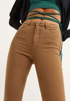 Women Brown TENCEL slimming effect skinny pants