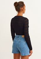 Bayan Siyah Ajurlu Crop Top 