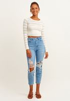 Bayan Beyaz Ajurlu Crop Top 
