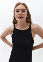 Bayan Siyah Halter Yaka Triko Elbise