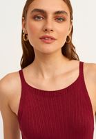 Bayan Bordo Halter Yaka Triko Elbise