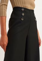 Bayan Siyah Düğme Detaylı Culotte Pantolon