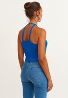 Yaka Detaylı Bluz ve Flare Denim Pantolon Kombini