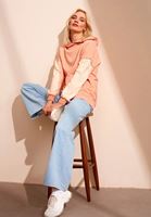 Bayan Pembe Pamuklu Oversize Sweatshirt