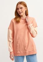 Bayan Pembe Pamuklu Oversize Sweatshirt