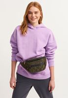 Bayan Mor Kapüşonlu Oversize Sweatshirt