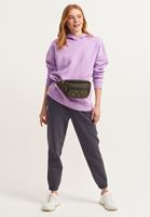 Bayan Mor Kapüşonlu Oversize Sweatshirt