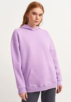 Bayan Mor Kapüşonlu Oversize Sweatshirt