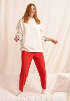 Bayan Krem Kapüşonlu Oversize Sweatshirt