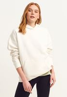 Bayan Krem Kapüşonlu Oversize Sweatshirt