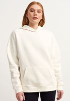Bayan Krem Kapüşonlu Oversize Sweatshirt