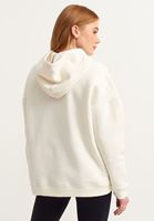 Bayan Krem Kapüşonlu Oversize Sweatshirt