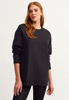 Bayan Siyah Zero-Neck Oversize Sweatshirt