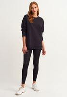 Bayan Siyah Zero-Neck Oversize Sweatshirt