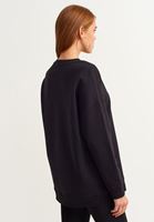 Bayan Siyah Zero-Neck Oversize Sweatshirt