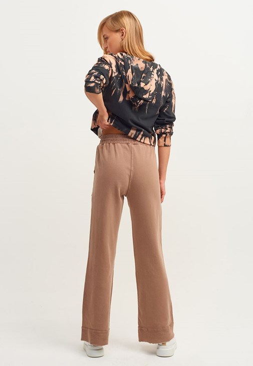 【関税&送料込】Golden Light Brown Pants In Chevron Wo Brown High-rise Wide-leg Pants Online Shopping | OXXOSHOP