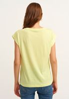 Bayan Sarı Biye Detaylı V-Neck Tişört