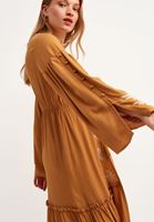 Women Brown Embroidered Boho Kimono