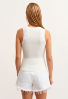 Bayan Krem Halter-Neck Crop Top