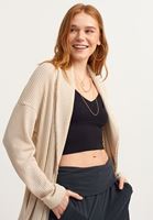 Bayan Krem Oversize Maxi Hırka