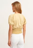 Bayan Sarı Kruvaze Crop Bluz ( TENCEL™ )
