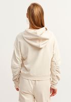 Bayan Açık Krem Büzgülü ve Baskı Detaylı Sweatshirt