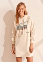 Bayan Açık Krem Artwork Baskılı Sweat Elbise