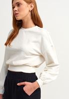 Bayan Krem Zero-Neck Crop Sweatshirt
