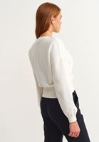 Bayan Krem Zero-Neck Crop Sweatshirt
