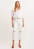 Bayan Beyaz Cut-Out Detaylı Slim-Fit Denim Pantolon ( TENCEL™ )