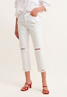 Bayan Beyaz Cut-Out Detaylı Slim-Fit Denim Pantolon ( TENCEL™ )