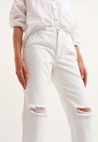 Bayan Beyaz Cut-Out Detaylı Slim-Fit Denim Pantolon ( TENCEL™ )
