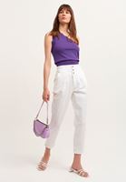 Women White Ultra High Rise Slim Mom Pant