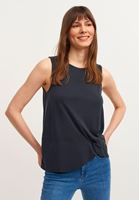 Bayan Siyah Büzgülü Cupro Tank Top ( MODAL )