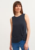 Bayan Siyah Büzgülü Cupro Tank Top ( MODAL )