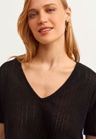 Bayan Siyah V-Neck Ajurlu Crop Bluz