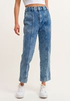 Bayan Mavi Pamuklu Straight-Fit Denim Pantolon