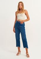 Bayan Mavi High-Rise Pamuklu Denim Pantolon