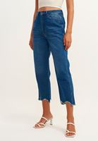 Bayan Mavi High-Rise Pamuklu Denim Pantolon