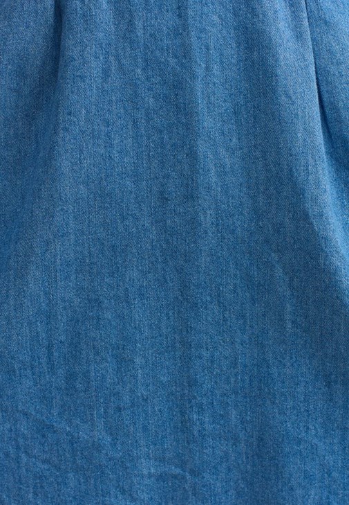 Denim Mini Etek ve Askılı Bluz Kombini 