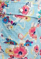 Bayan Gök Mavisi Floral Desenli Crop Bluz
