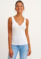 Bayan Beyaz V-Neck Atlet
