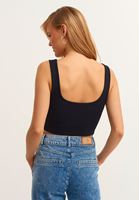 Women Black Square Neck Crop Top