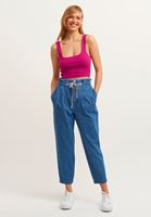 Bayan Mor Kare Yaka Crop Top