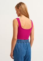 Bayan Mor Kare Yaka Crop Top
